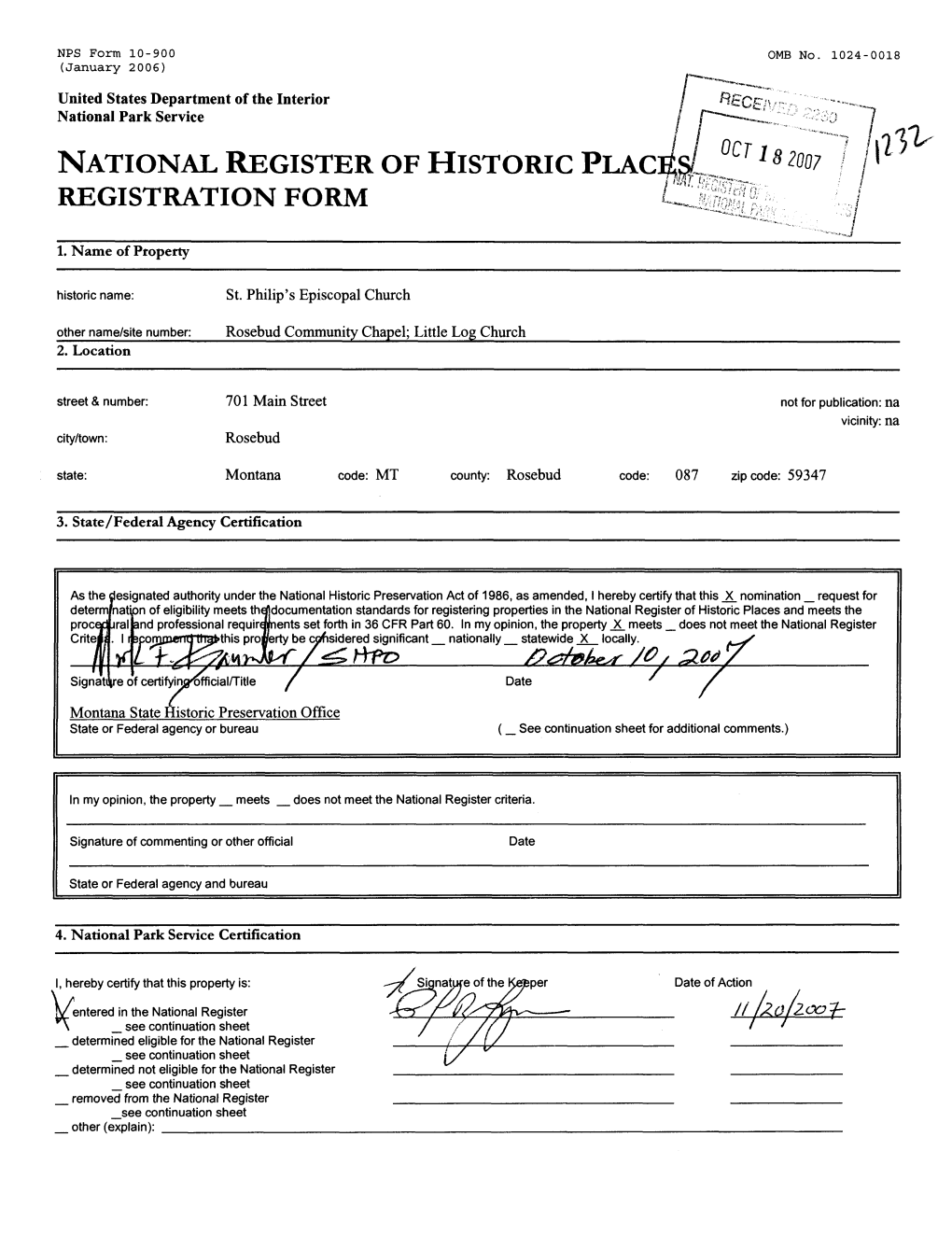 National Register of Historic Flag Registration Form