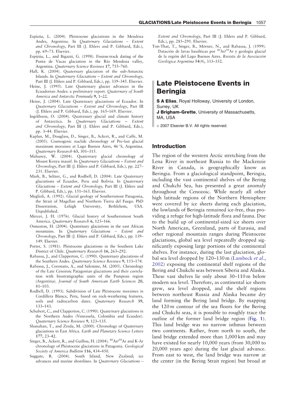 Late Pleistocene Glaciations, Beringia