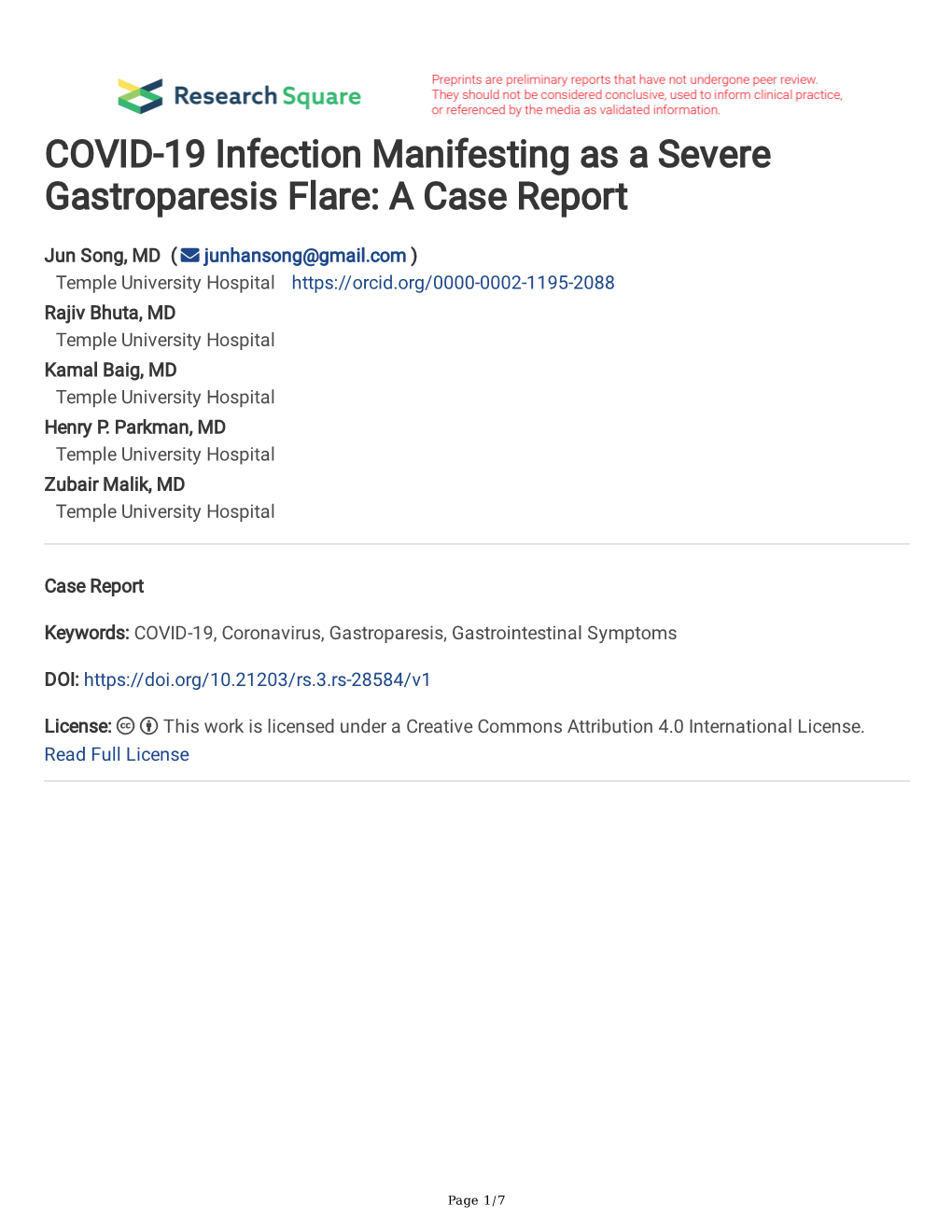 COVID-19 Infection Manifesting As a Severe Gastroparesis Flare: a Case Report