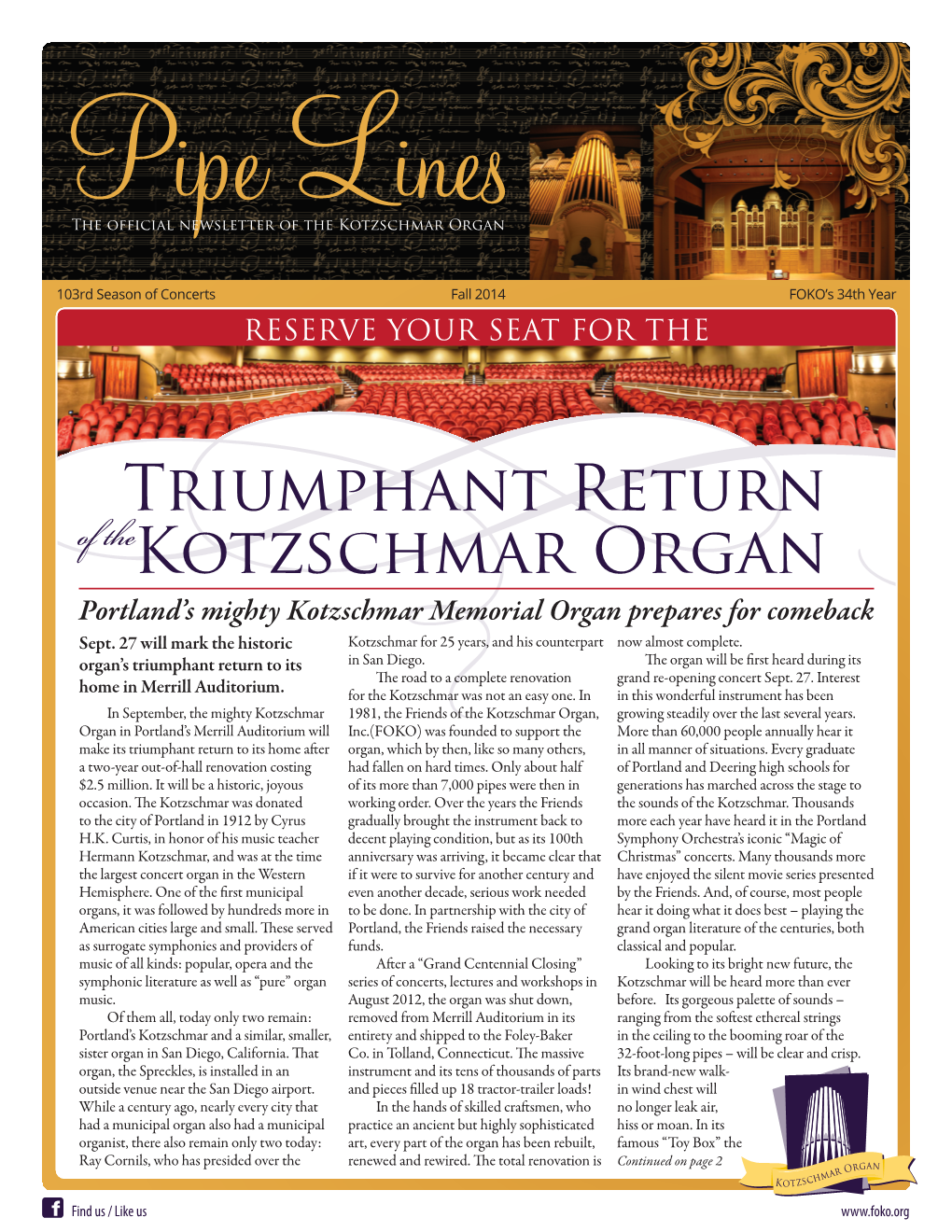 Triumphant Return Kotzschmar Organ