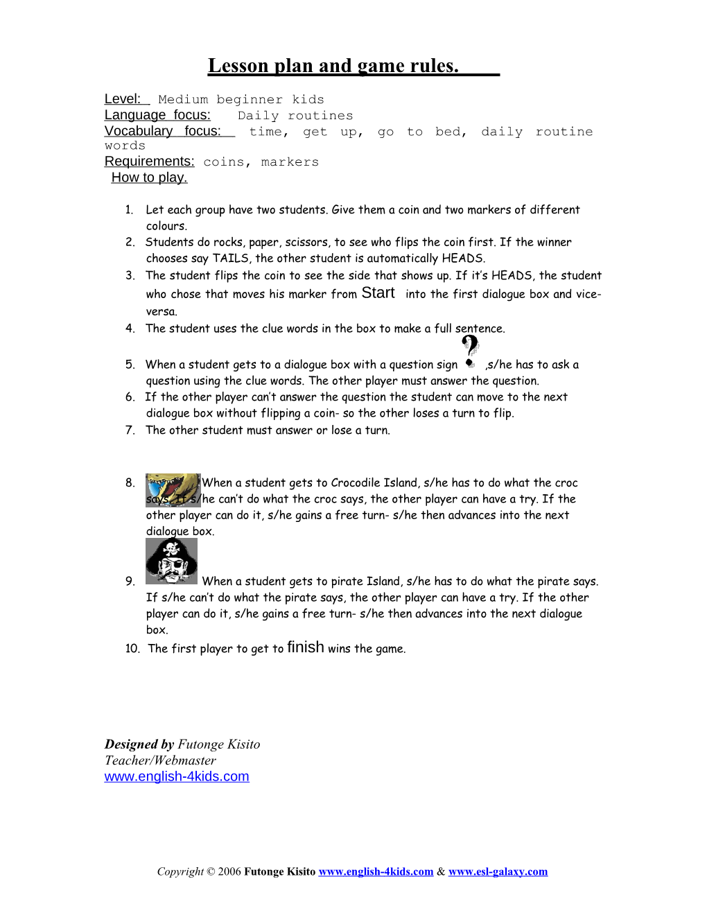 Lesson Plan and Game Rules