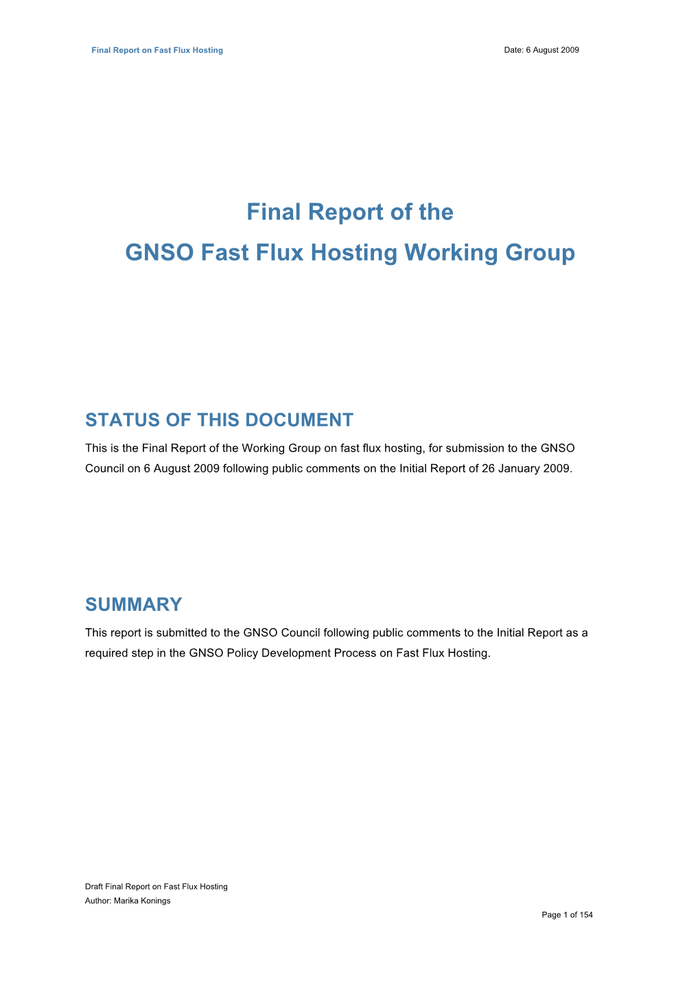 Fast Flux Final Report