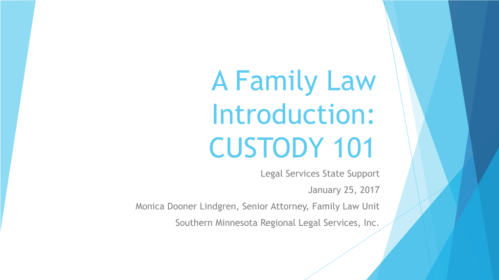 A Family Law Introduction: CUSTODY