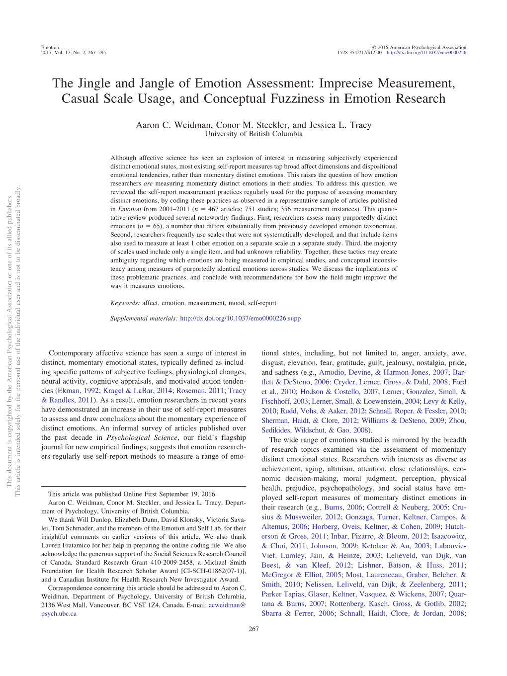 The Jingle and Jangle of Emotion Assessment: Imprecise Measurement, Casual Scale Usage, and Conceptual Fuzziness in Emotion Research