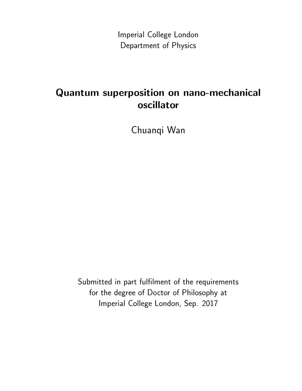 Quantum Superposition on Nano-Mechanical Oscillator