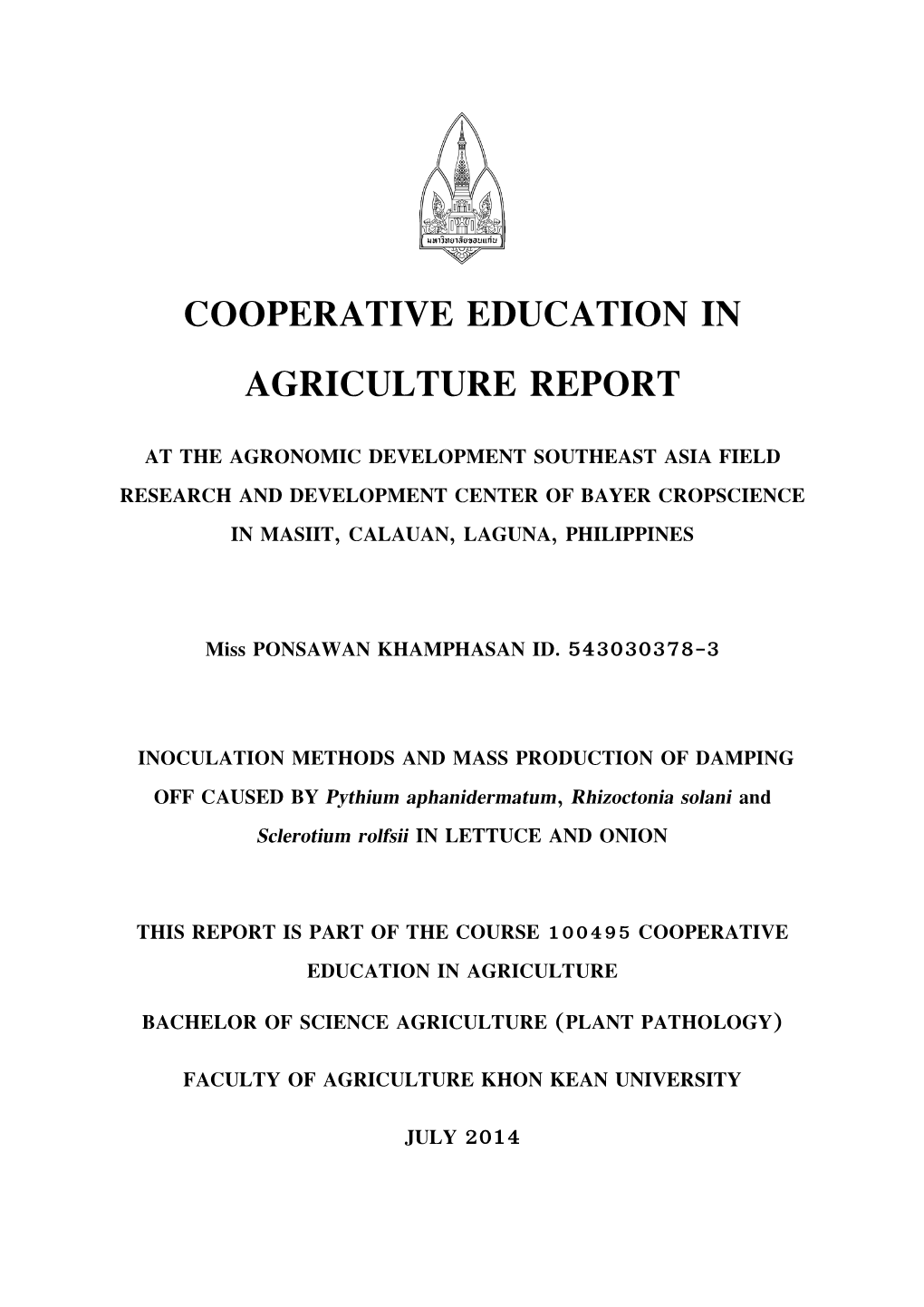 Cooperative Education in Agriculture Report