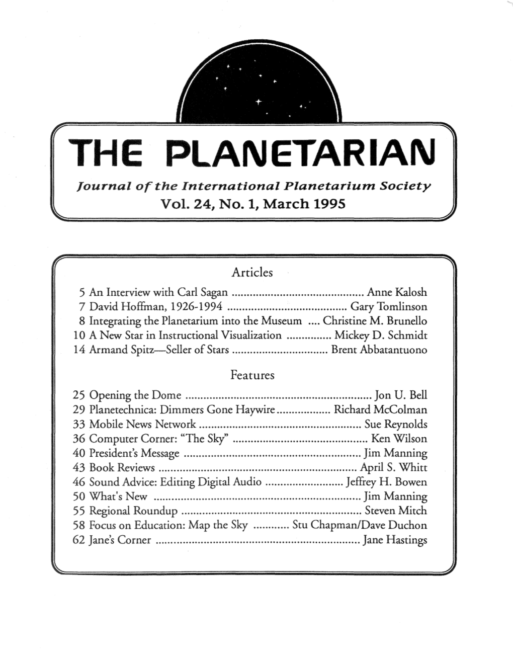 THE PLANETARIAN Journal of the International Planetarium Society Vol