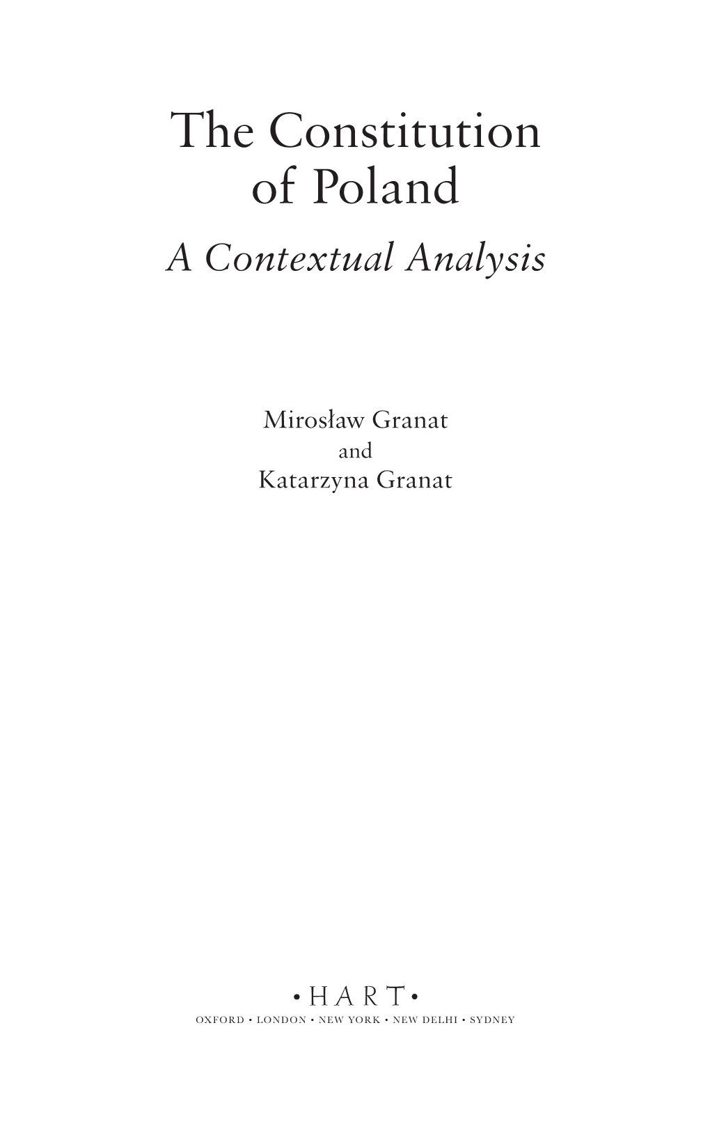 The Constitution of Poland a Contextual Analysis