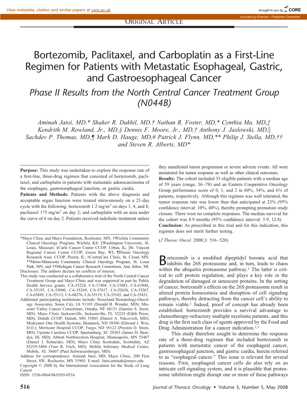 Bortezomib, Paclitaxel, and Carboplatin As a First-Line