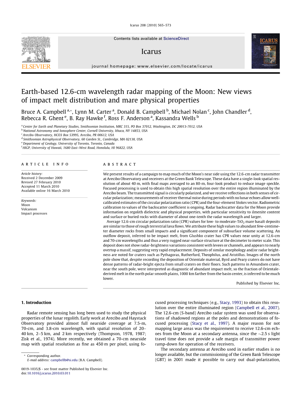 Earth-Based 12.6-Cm Wavelength Radar Mapping of the Moon: New Views of Impact Melt Distribution and Mare Physical Properties