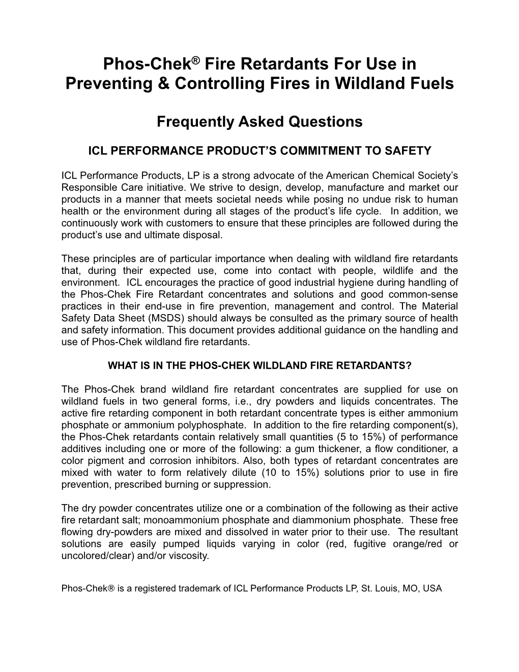 Fire Retardant Envirnmental Summary