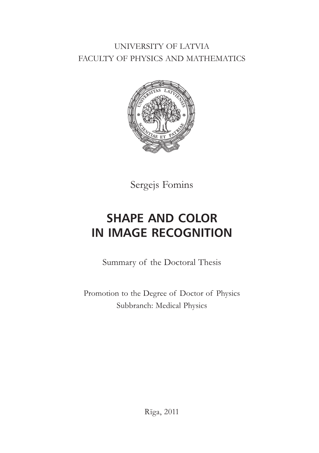 Shape and Color in Image Recognition