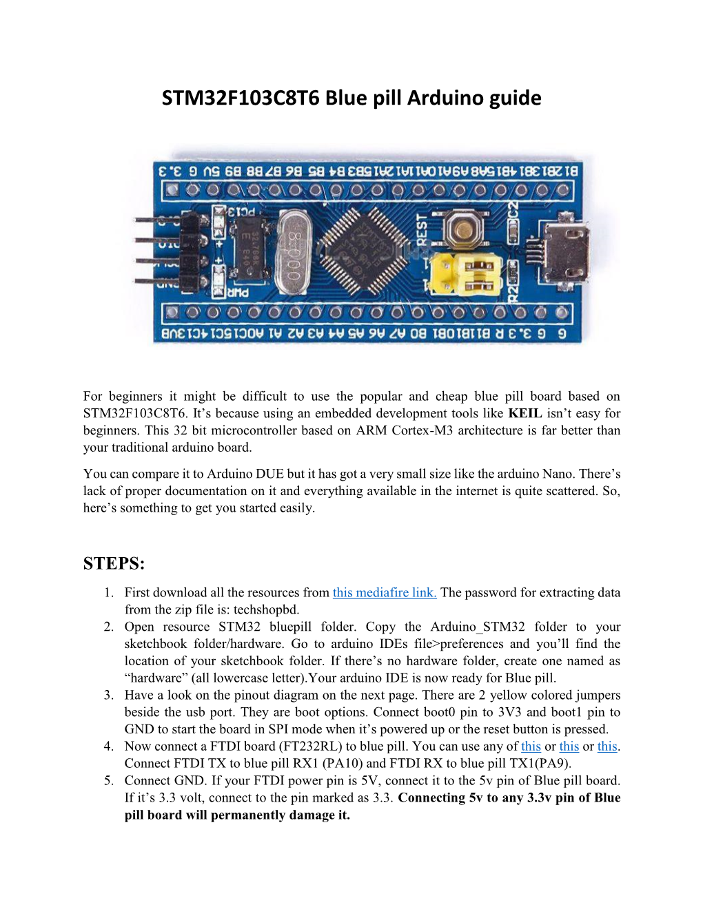 STM32F103C8T6 Blue Pill Arduino Guide