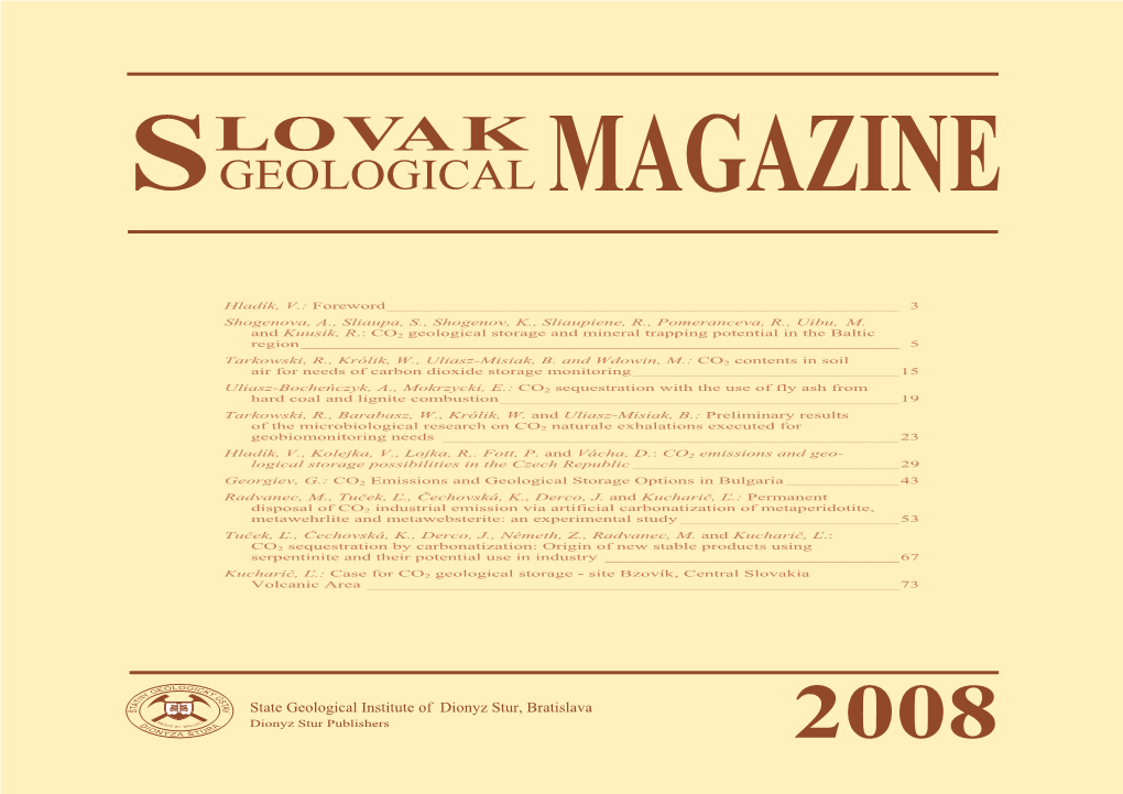 Slovak Geological Magazine 2008