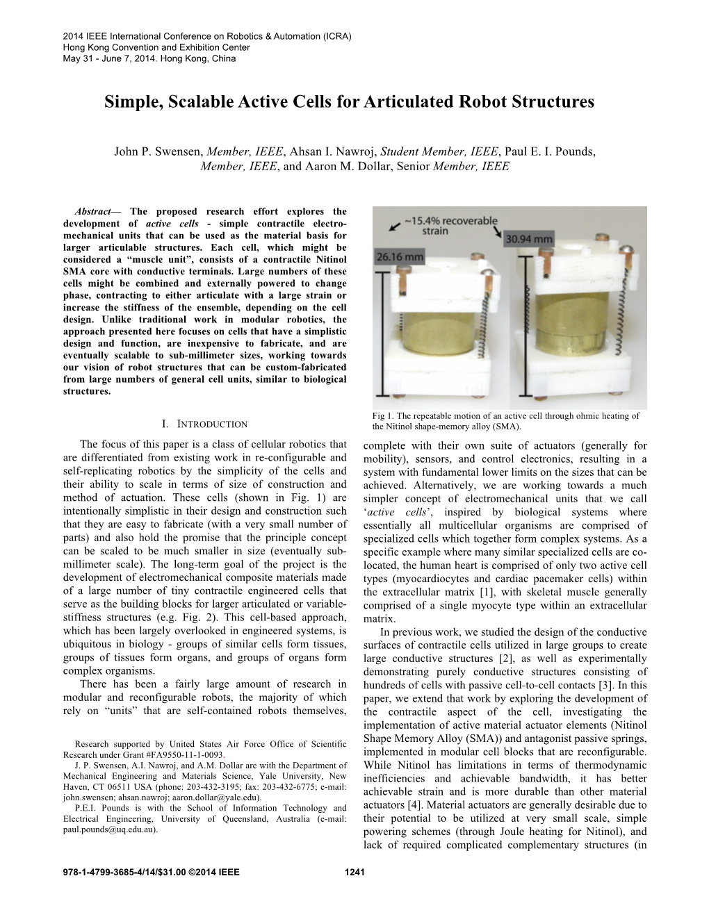 Simple, Scalable Active Cells for Articulated Robot Structures