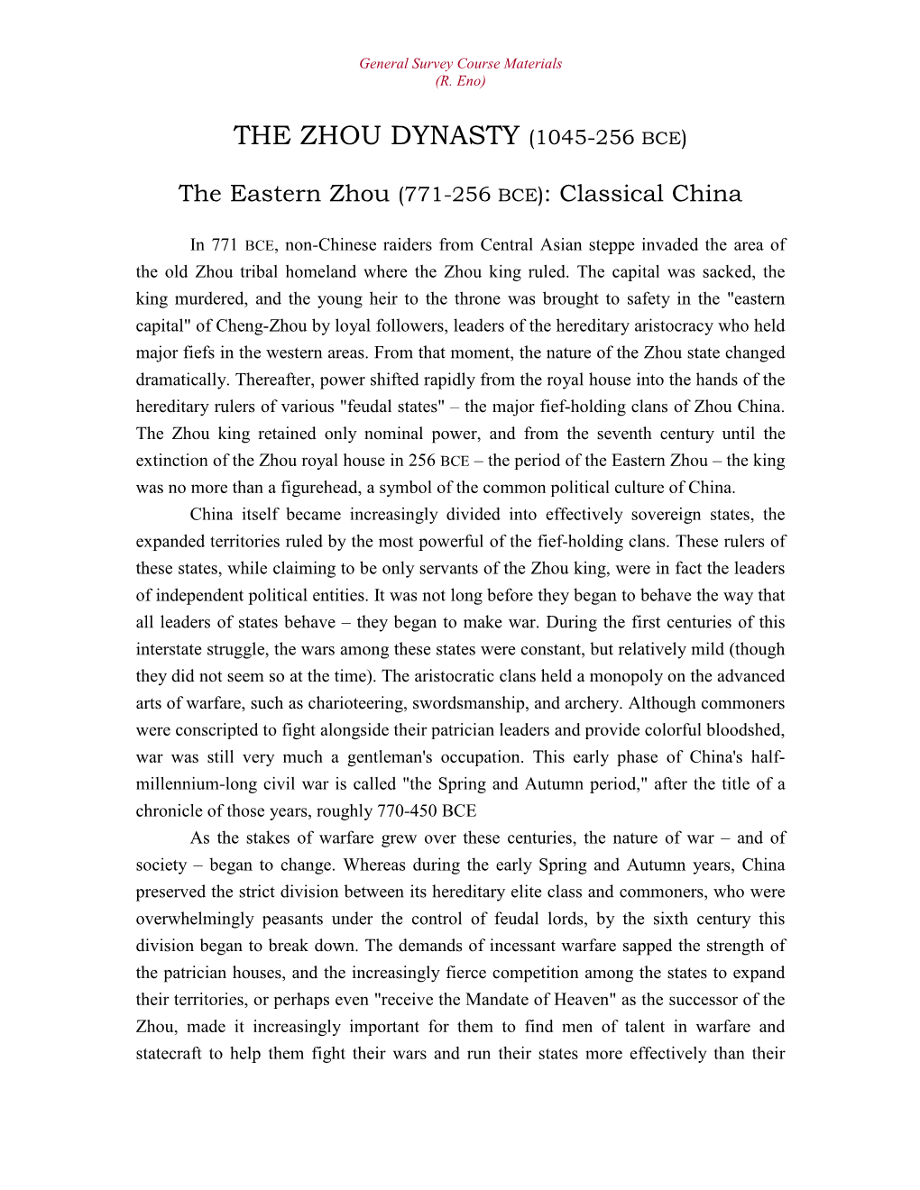 The Eastern Zhou Or Classical