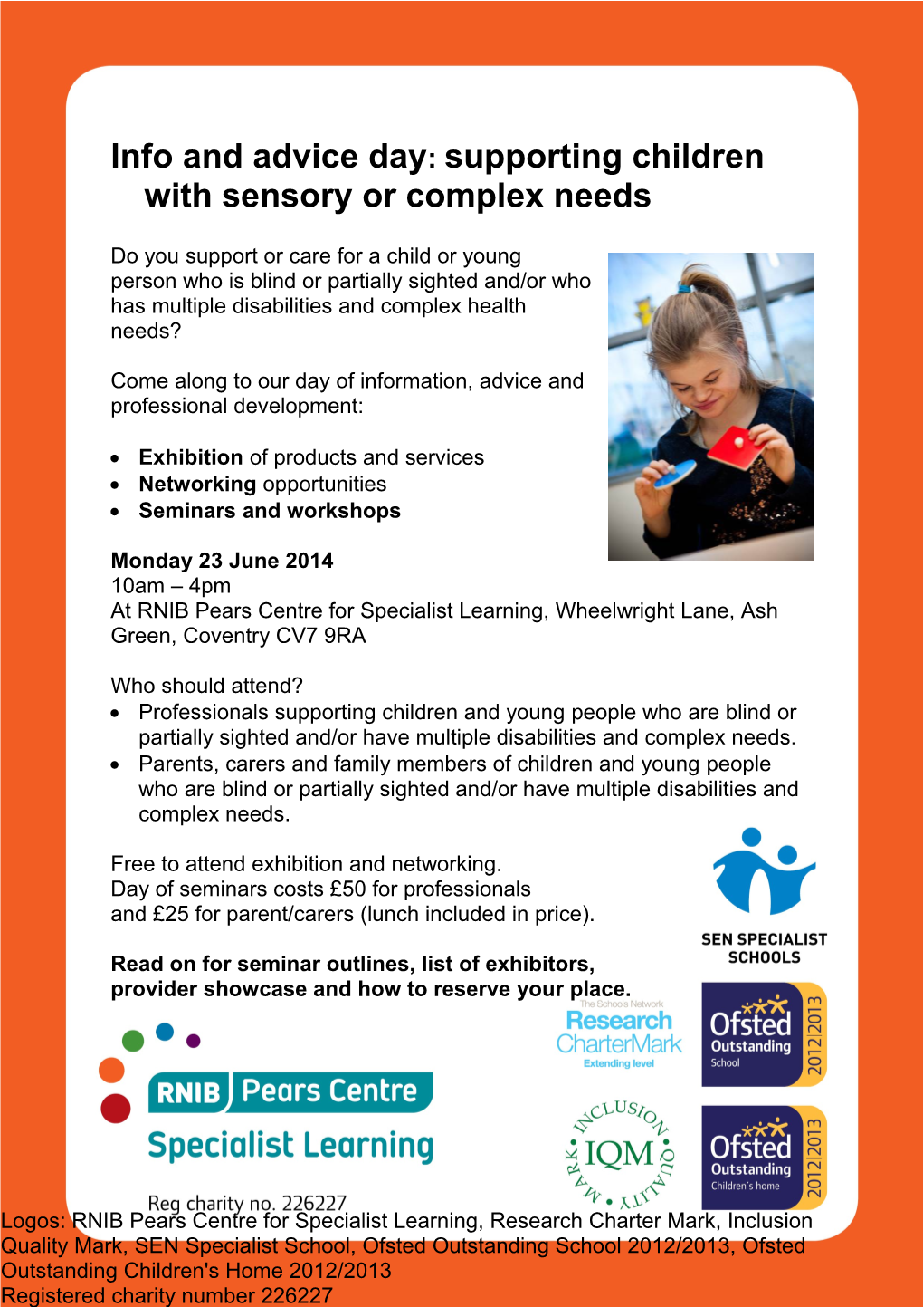 Info and Advice Day: Supporting Children with Sensory Or Complex Needs