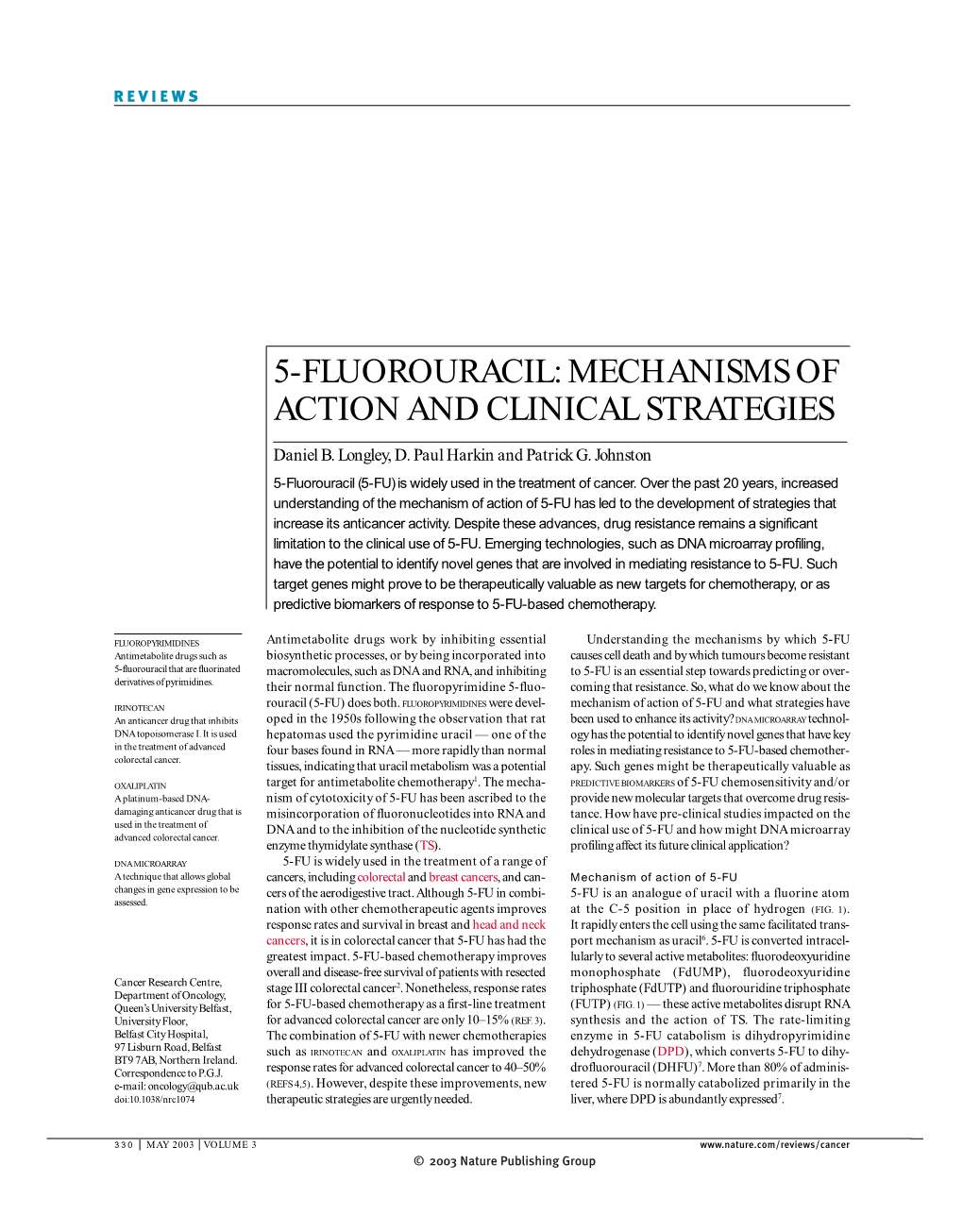 5-Fluorouracil: Mechanisms of Action and Clinical Strategies