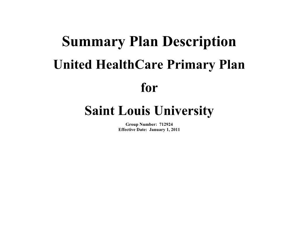 United Healthcare Primary Plan
