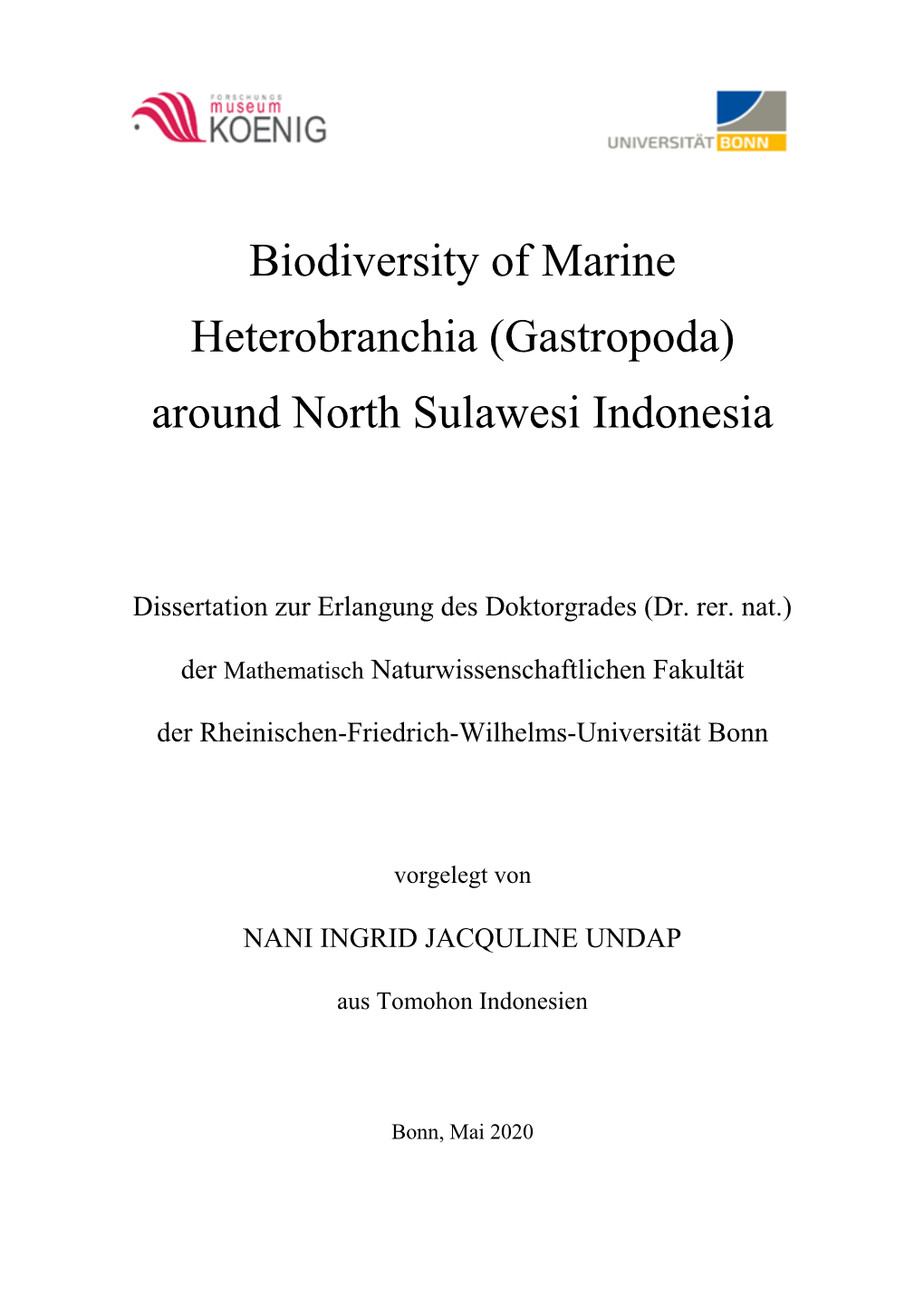 Biodiversity of Marine Heterobranchia (Gastropoda) Around North Sulawesi Indonesia