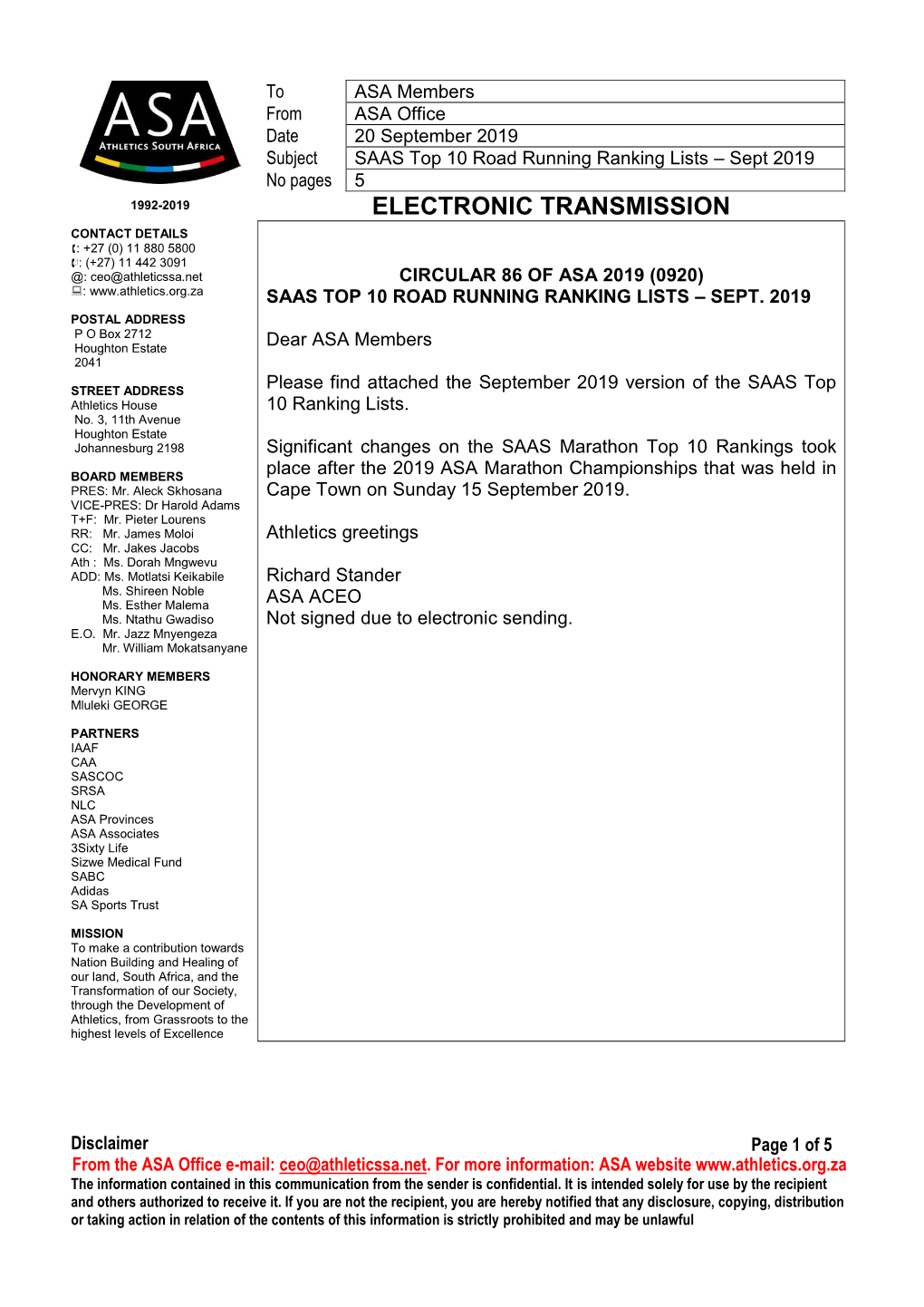 Electronic Transmission