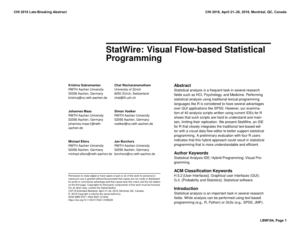 Statwire: Visual Flow-Based Statistical Programming
