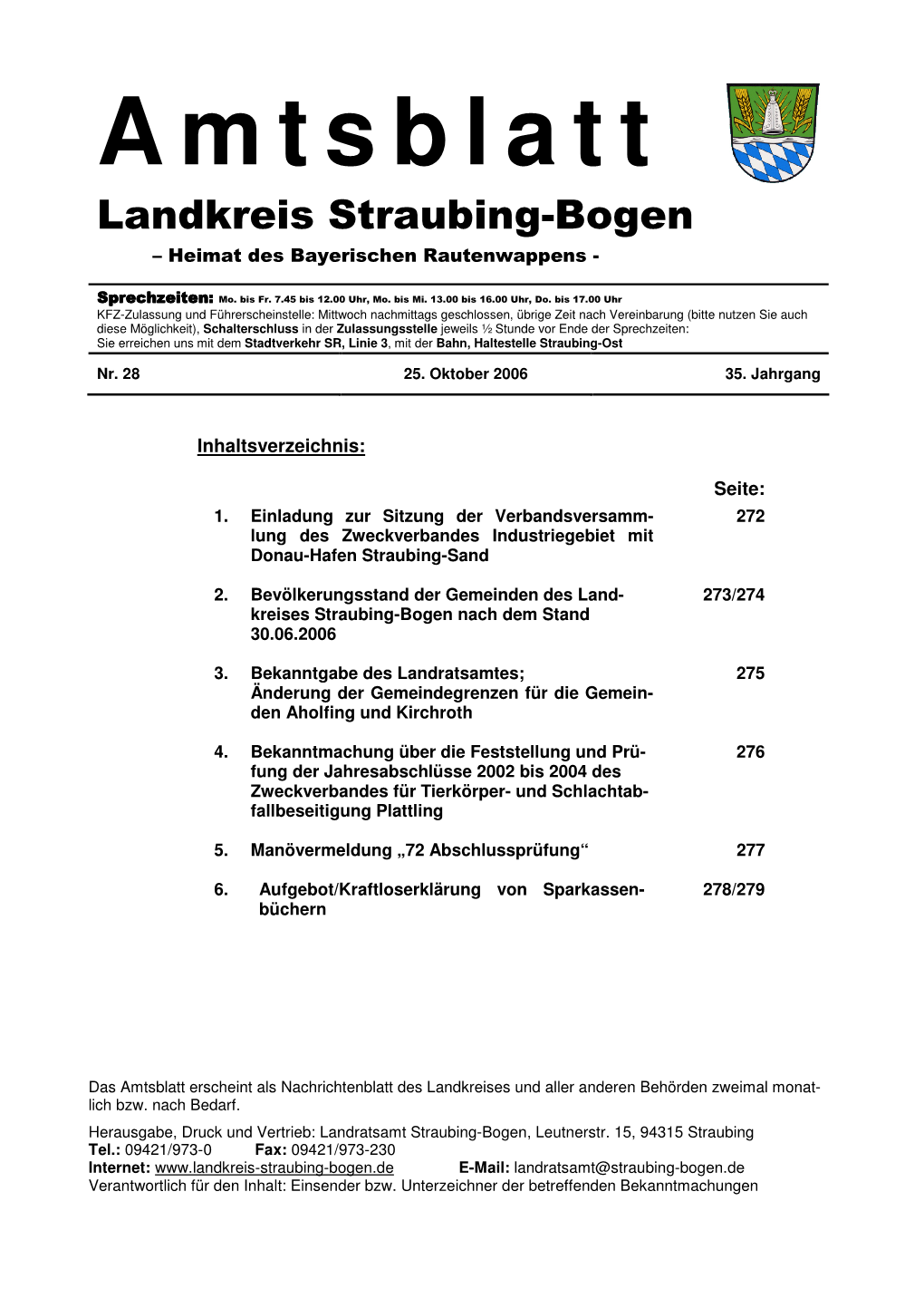 Amtsblatt Landkreis Straubing-Bogen – Heimat Des Bayerischen Rautenwappens