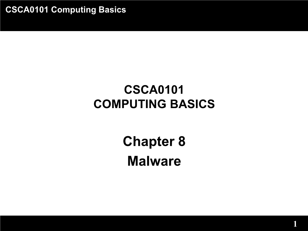 Chapter 8 Malware