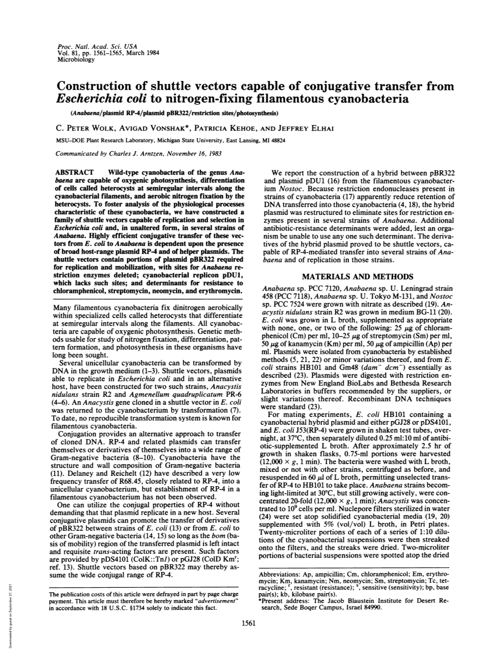 Construction of Shuttle Vectors Capable of Conjugative Transfer From