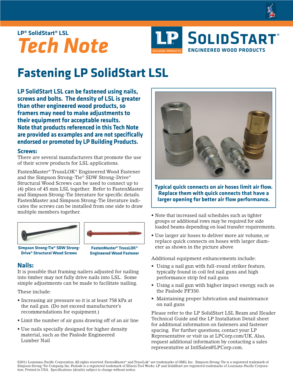 Tech Note Fastening LP Solidstart LSL