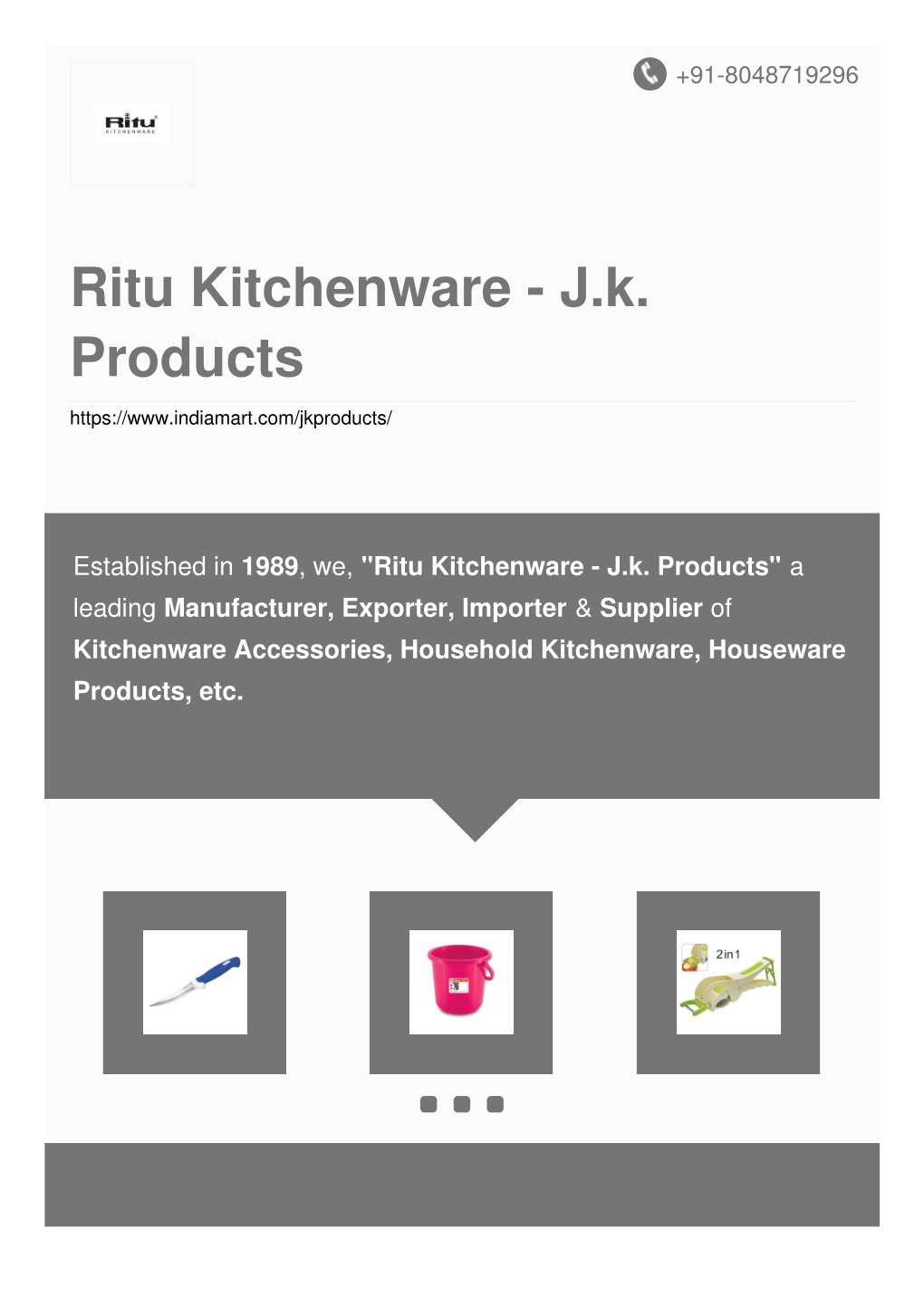 Ritu Kitchenware - J.K