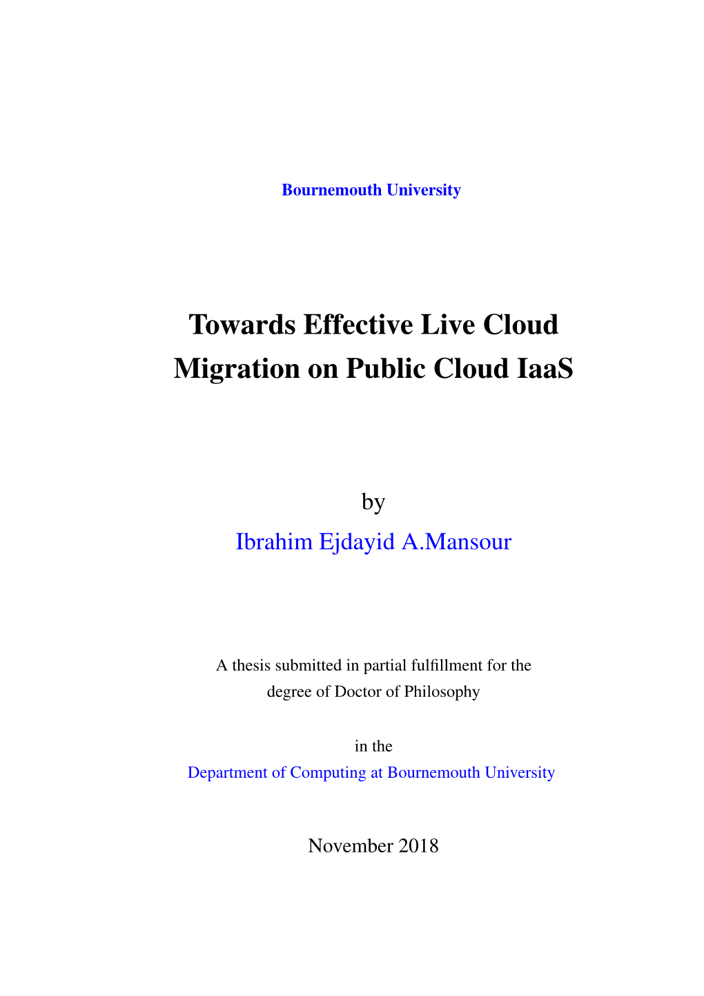 Towards Effective Live Cloud Migration on Public Cloud Iaas