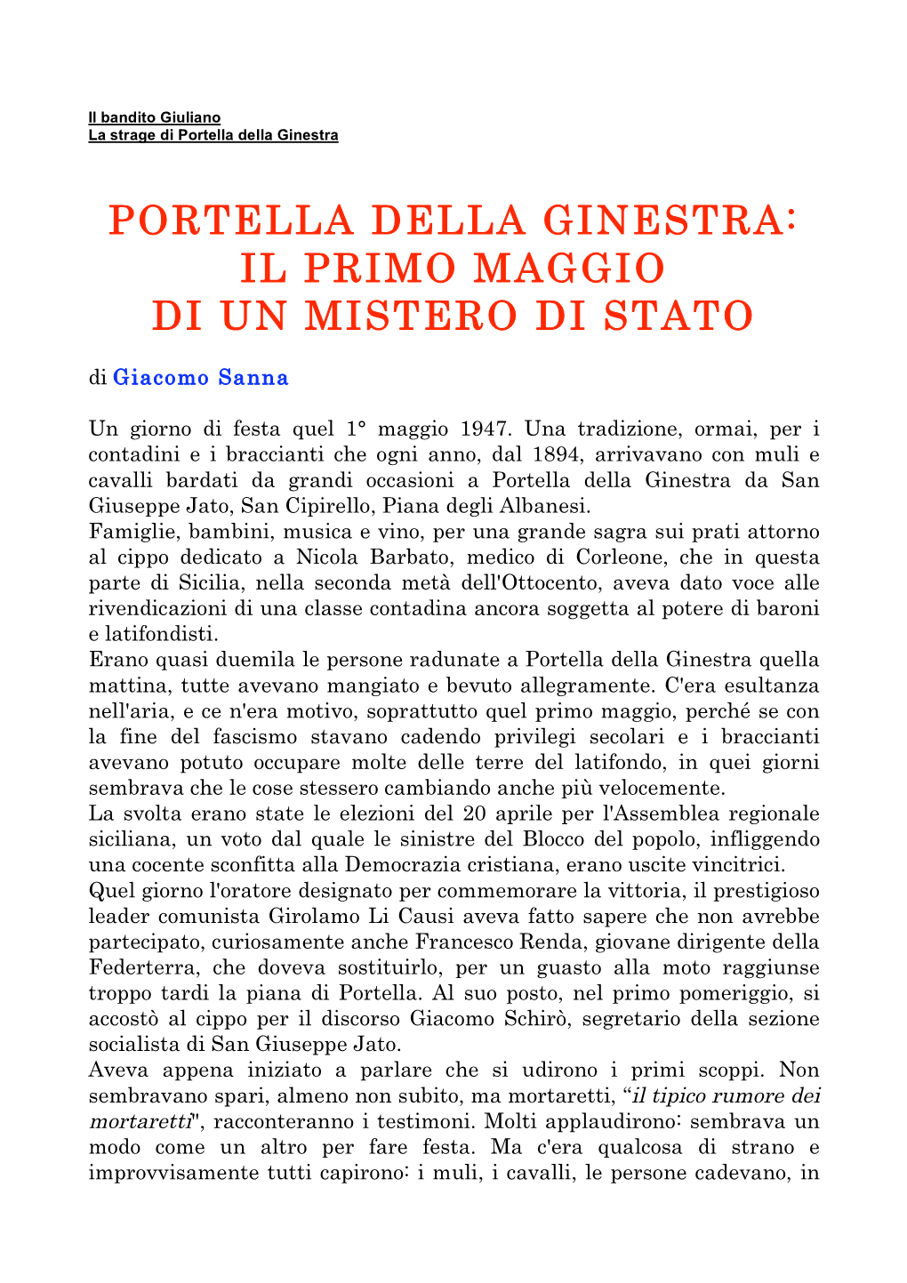 Portella Della Ginestra