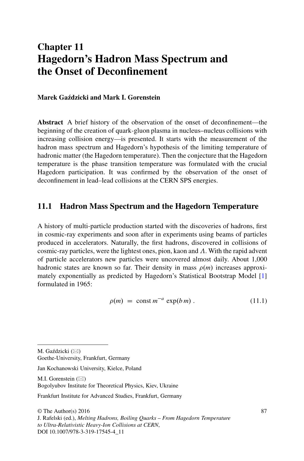 Hagedorn's Hadron Mass Spectrum and the Onset of Deconfinement