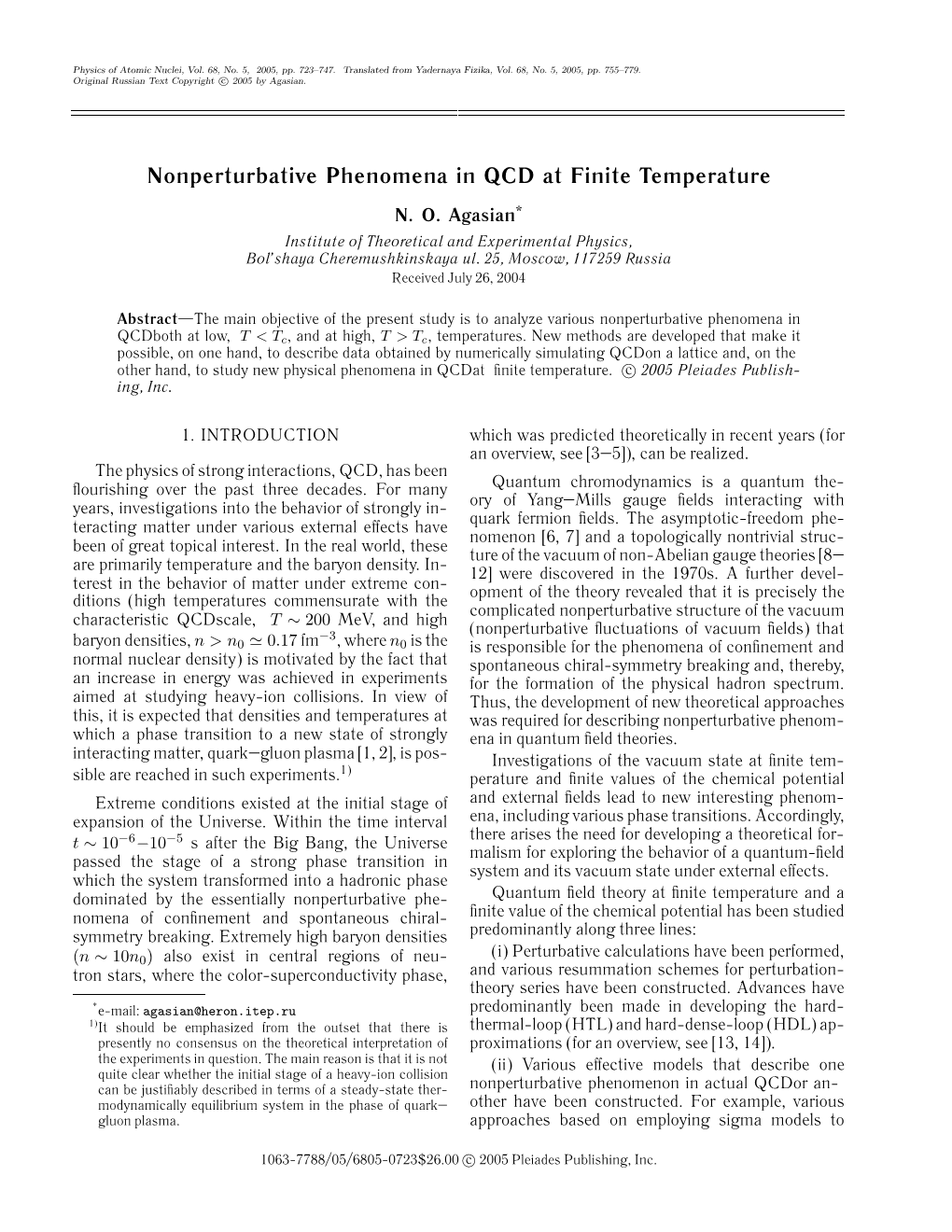 Nonperturbative Phenomena in QCD at Finite Temperature