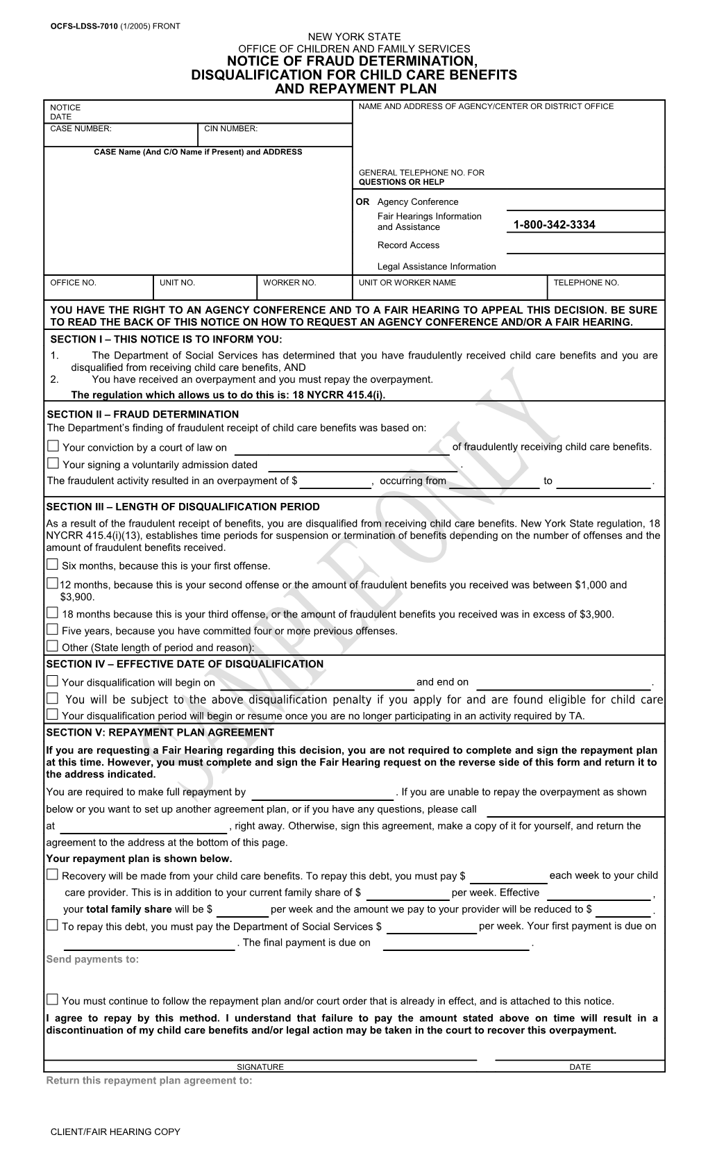 Disqualification for Child Care Benefits