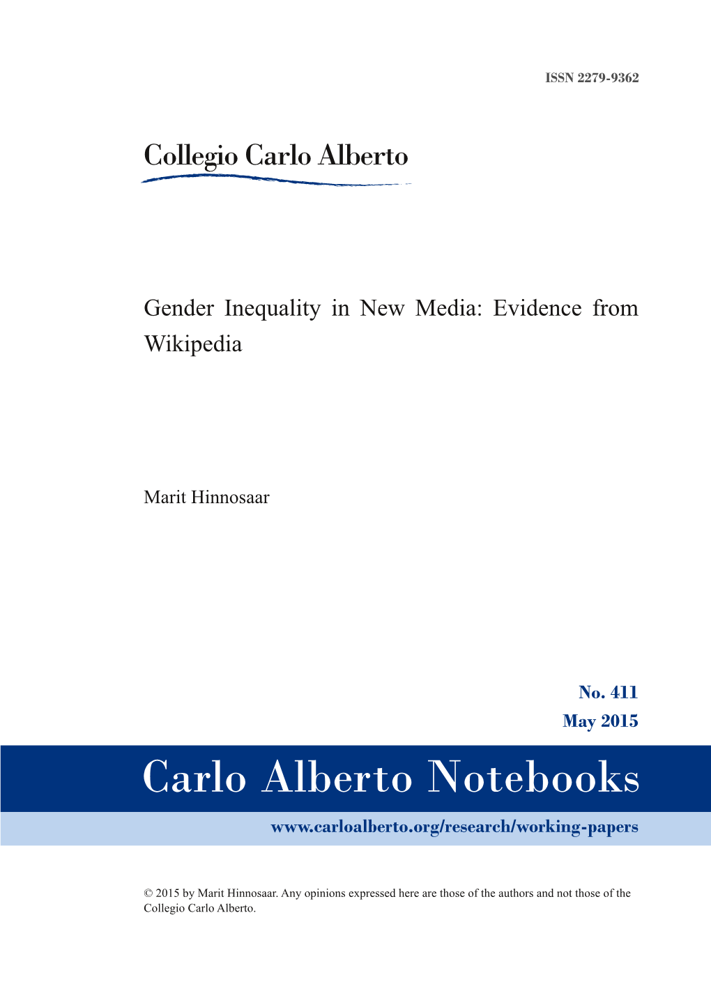 Gender Inequality in New Media: Evidence from Wikipedia