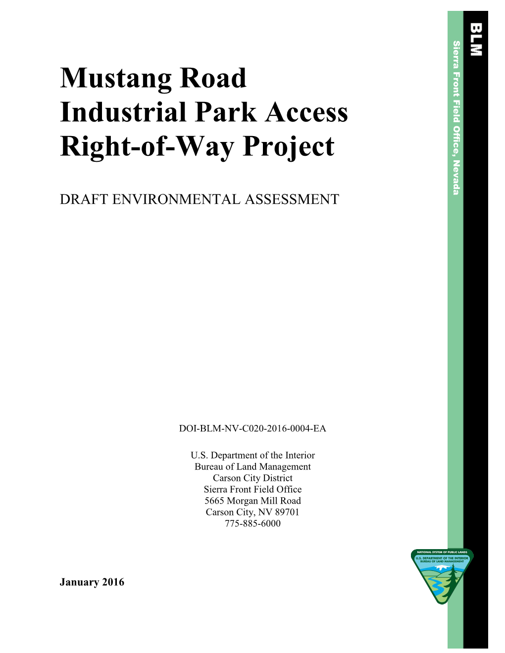 Mustang Road Industrial Park Access Right-Of-Way