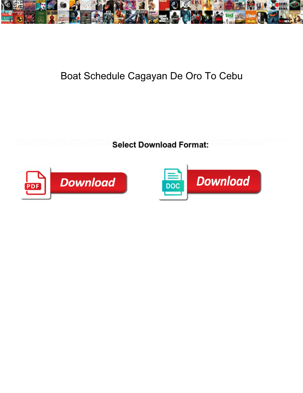 Boat Schedule Cagayan De Oro to Cebu