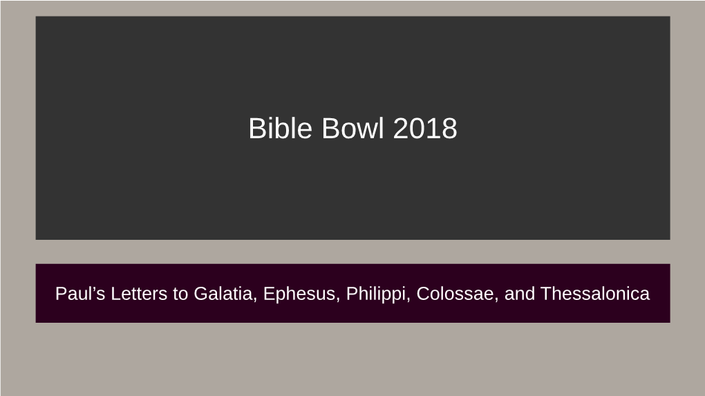 Bible Bowl 2018