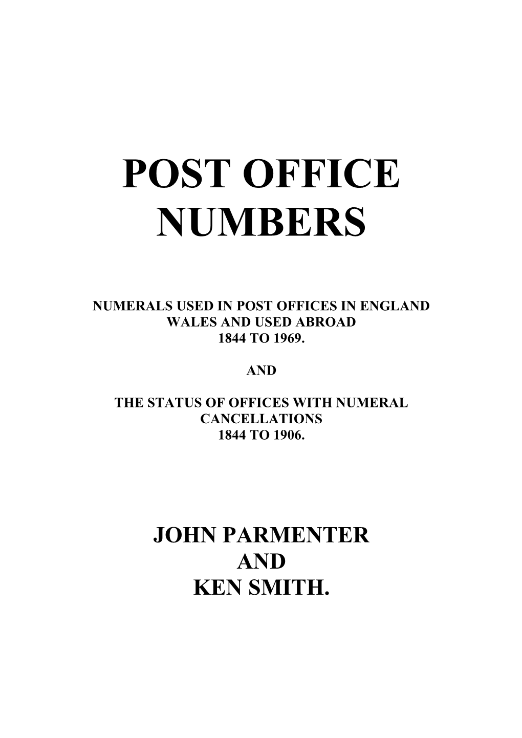 Post Office Numbers