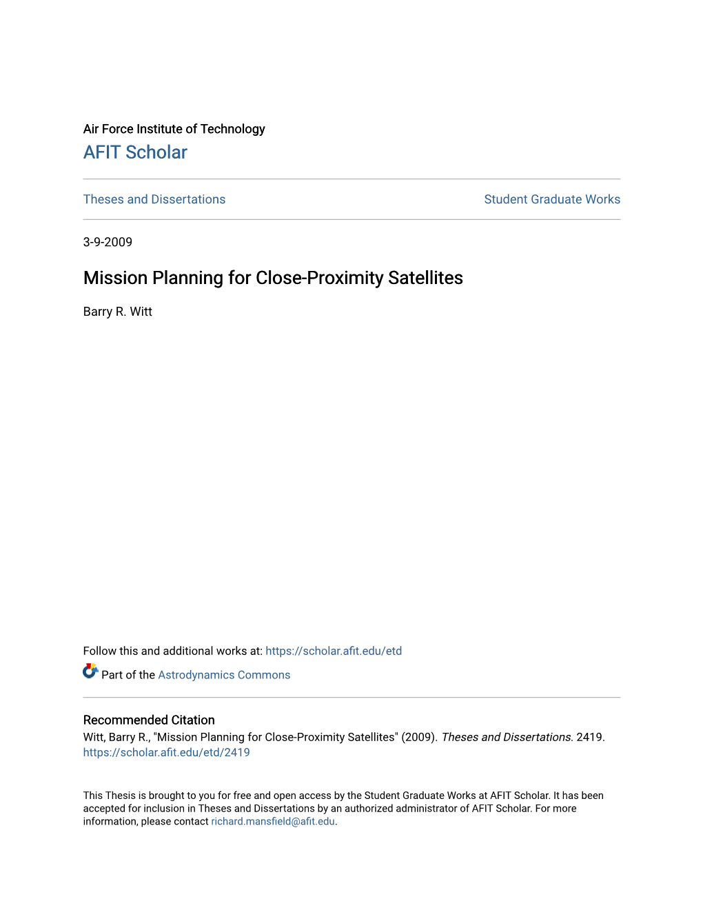 Mission Planning for Close-Proximity Satellites