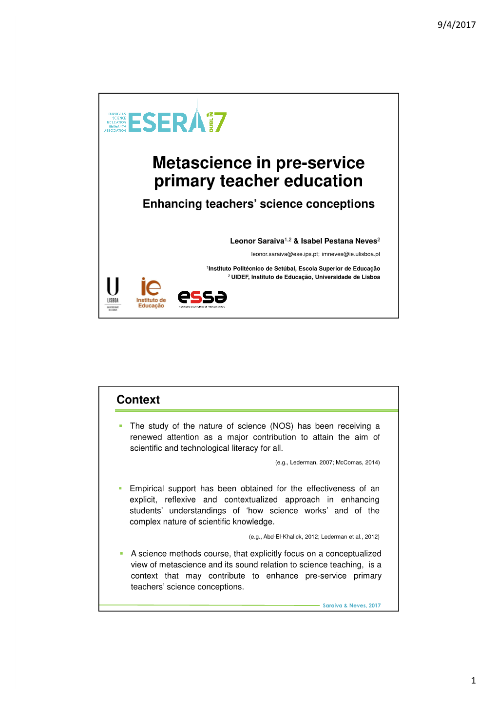 Metascience in Pre-Service Primary Teacher Education Enhancing Teachers’ Science Conceptions