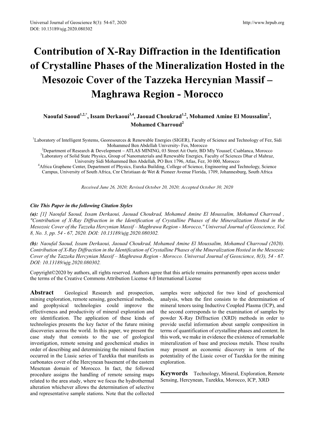 Contribution of X-Ray Diffraction in the Identification of Crystalline Phases