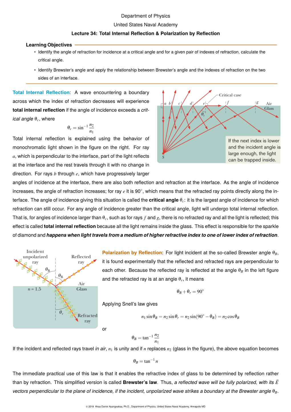 Total Internal Reflection & Polarization by Reflection Learnin