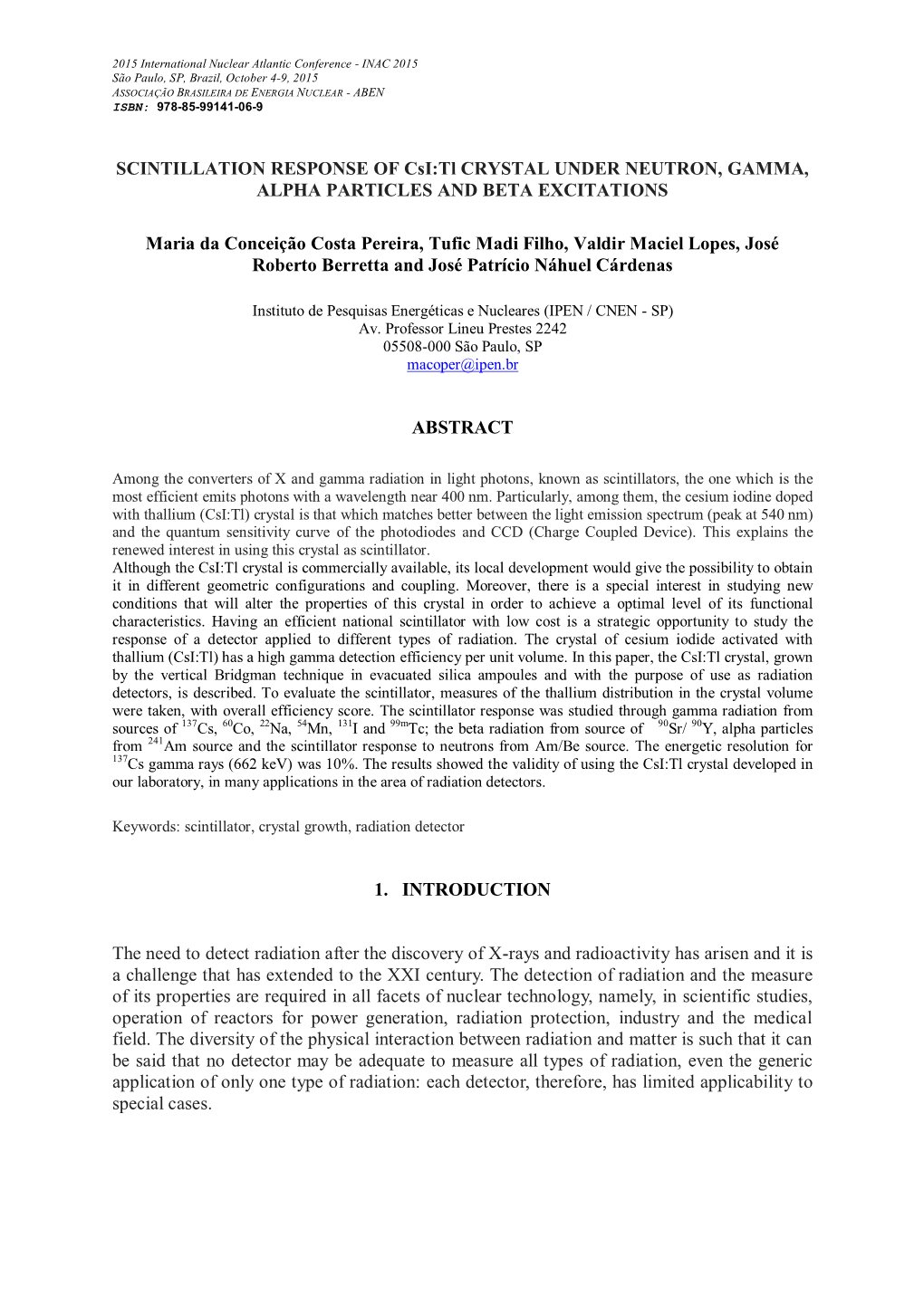 Scintillation Response of Csi: Tl Crystal Under Neutron, Gamma, Alpha