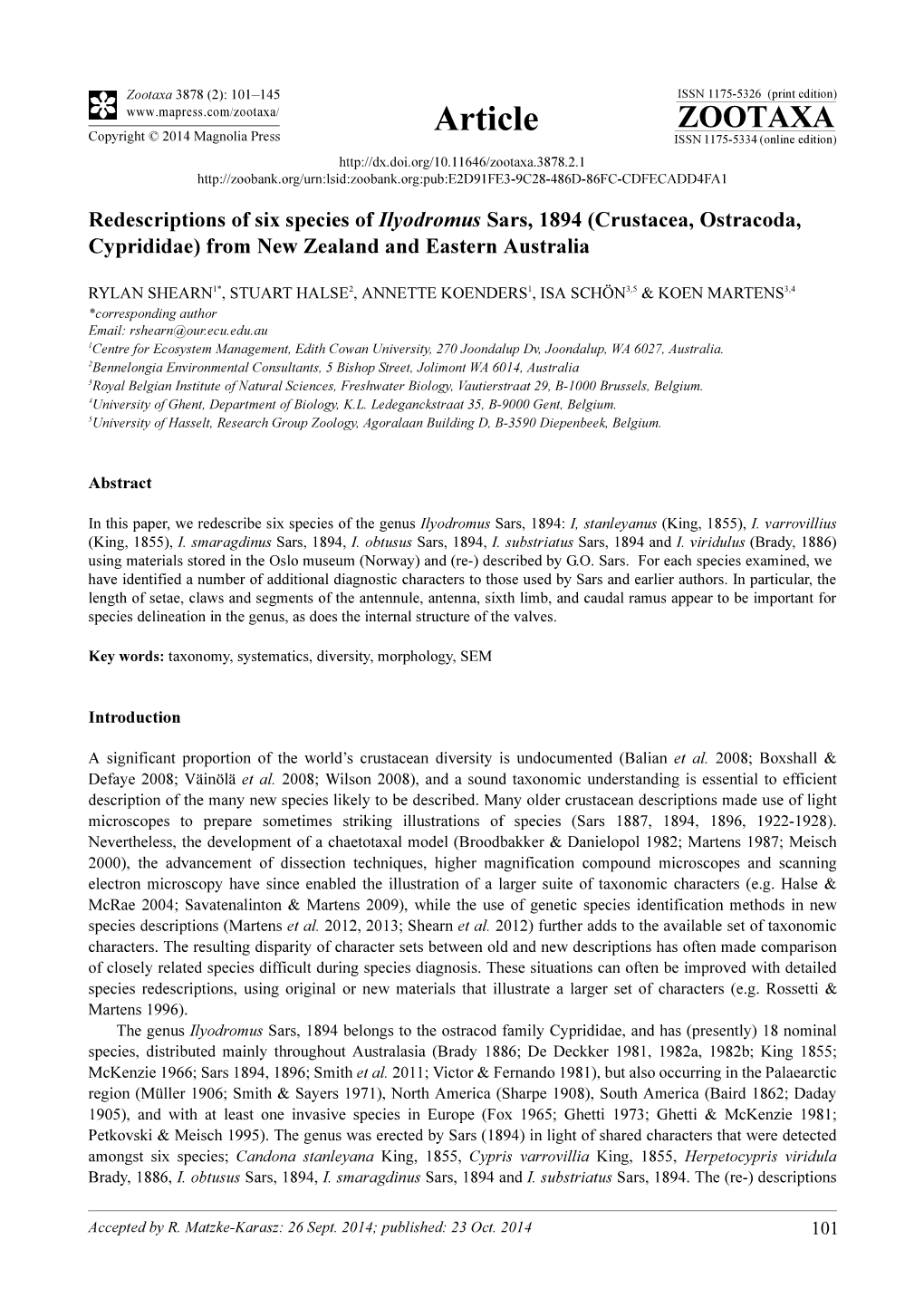 Crustacea, Ostracoda, Cyprididae) from New Zealand and Eastern Australia