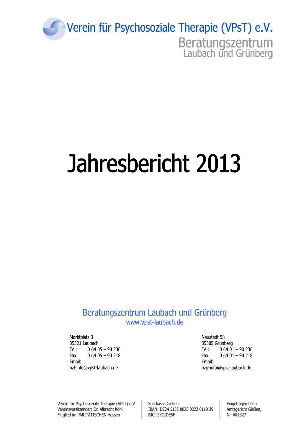 Jahresbericht Des Beratungszentrums Laubach Und Grünberg 2013