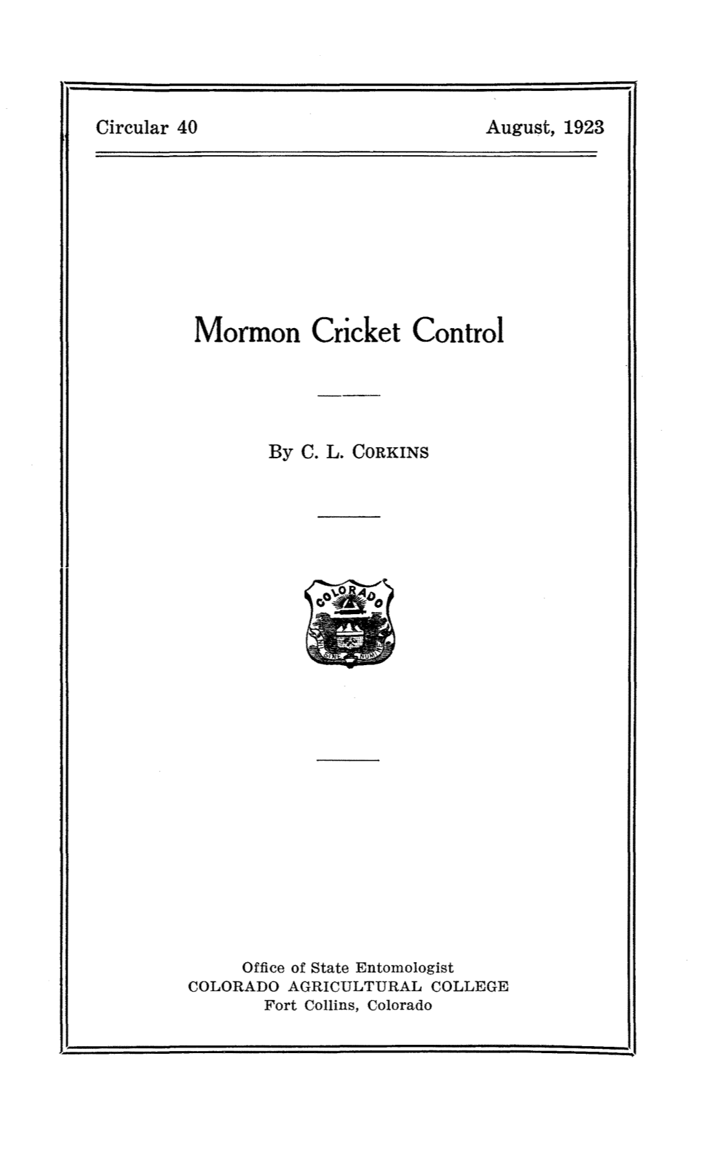 Mormon Cricket Control