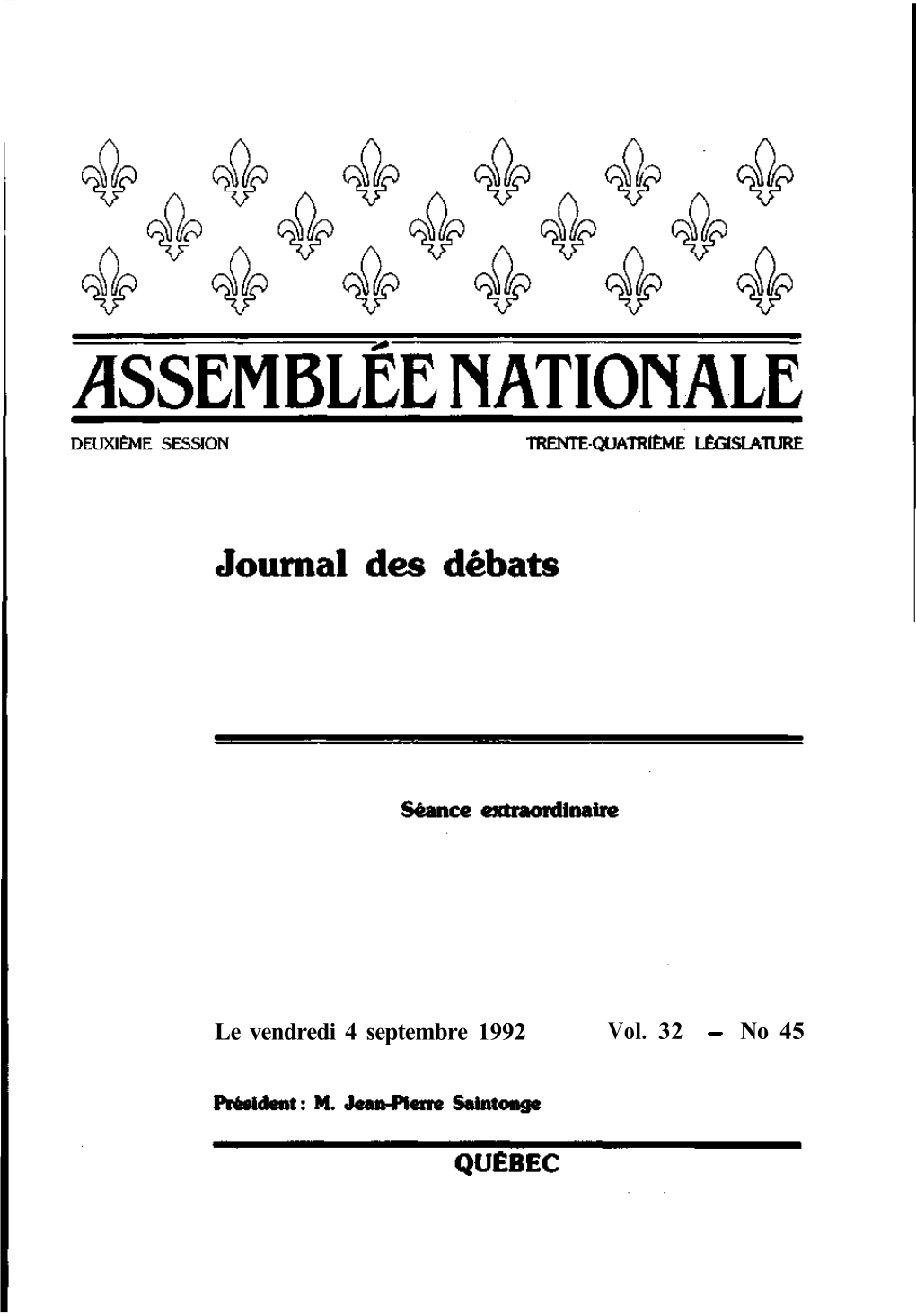 No 45 Débats De L'assemblée Nationale